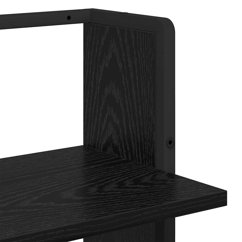 Vägg Hylla Med Hylla Svart Ek 30 X 25 X 100 Cm Konstruerat Trä