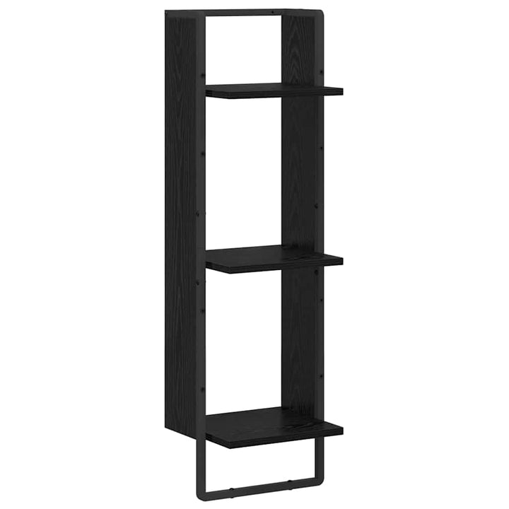 Vägg Hylla Med Hylla Svart Ek 30 X 25 X 100 Cm Konstruerat Trä