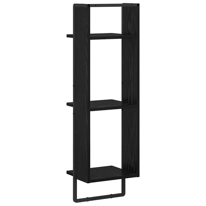 Vägg Hylla Med Hylla Svart Ek 30 X 25 X 100 Cm Konstruerat Trä