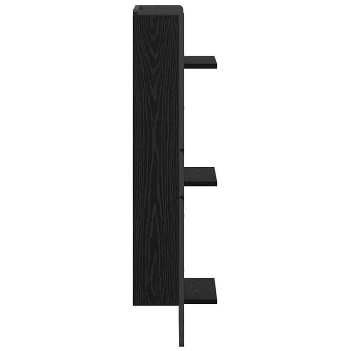 Vägg Hylla Med Hylla Svart Ek 30 X 25 X 100 Cm Konstruerat Trä