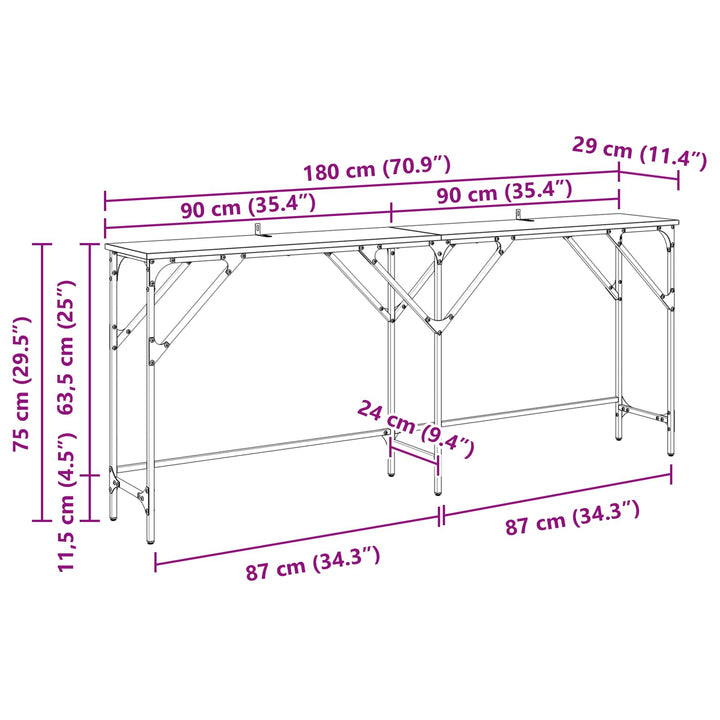 Konsolbord Artisan Ek 180 X 30 X 75 Cm Konstruerat Trä