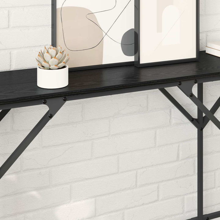 Konsolbord Svart Ek 180 X 30 X 75 Cm Konstruerat Trä