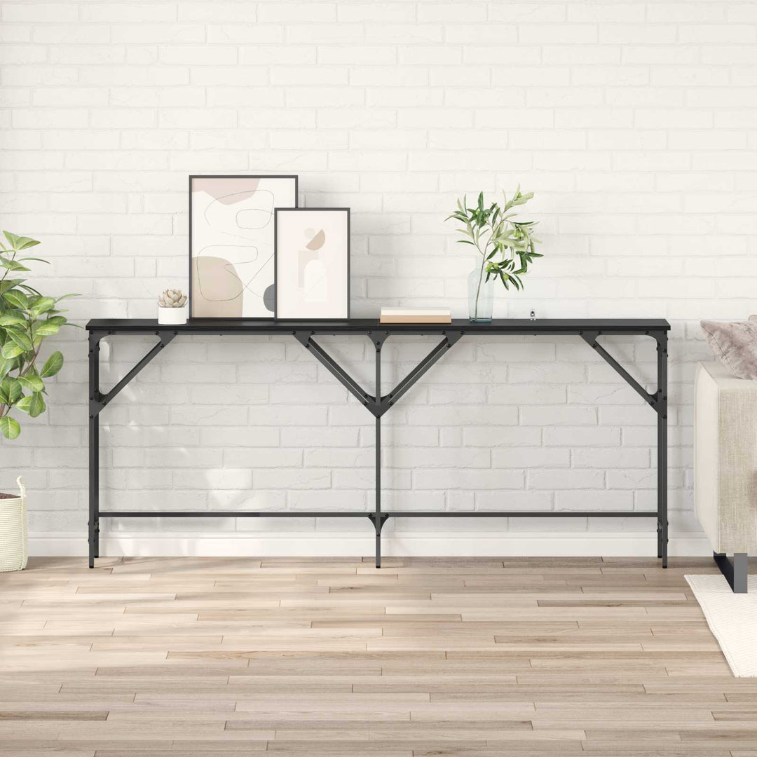 Konsolbord Svart Ek 180 X 30 X 75 Cm Konstruerat Trä