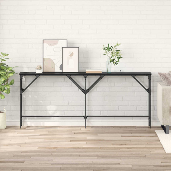 Konsolbord Svart Ek 180 X 30 X 75 Cm Konstruerat Trä