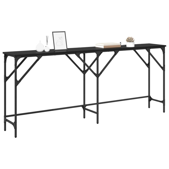 Konsolbord Svart Ek 180 X 30 X 75 Cm Konstruerat Trä