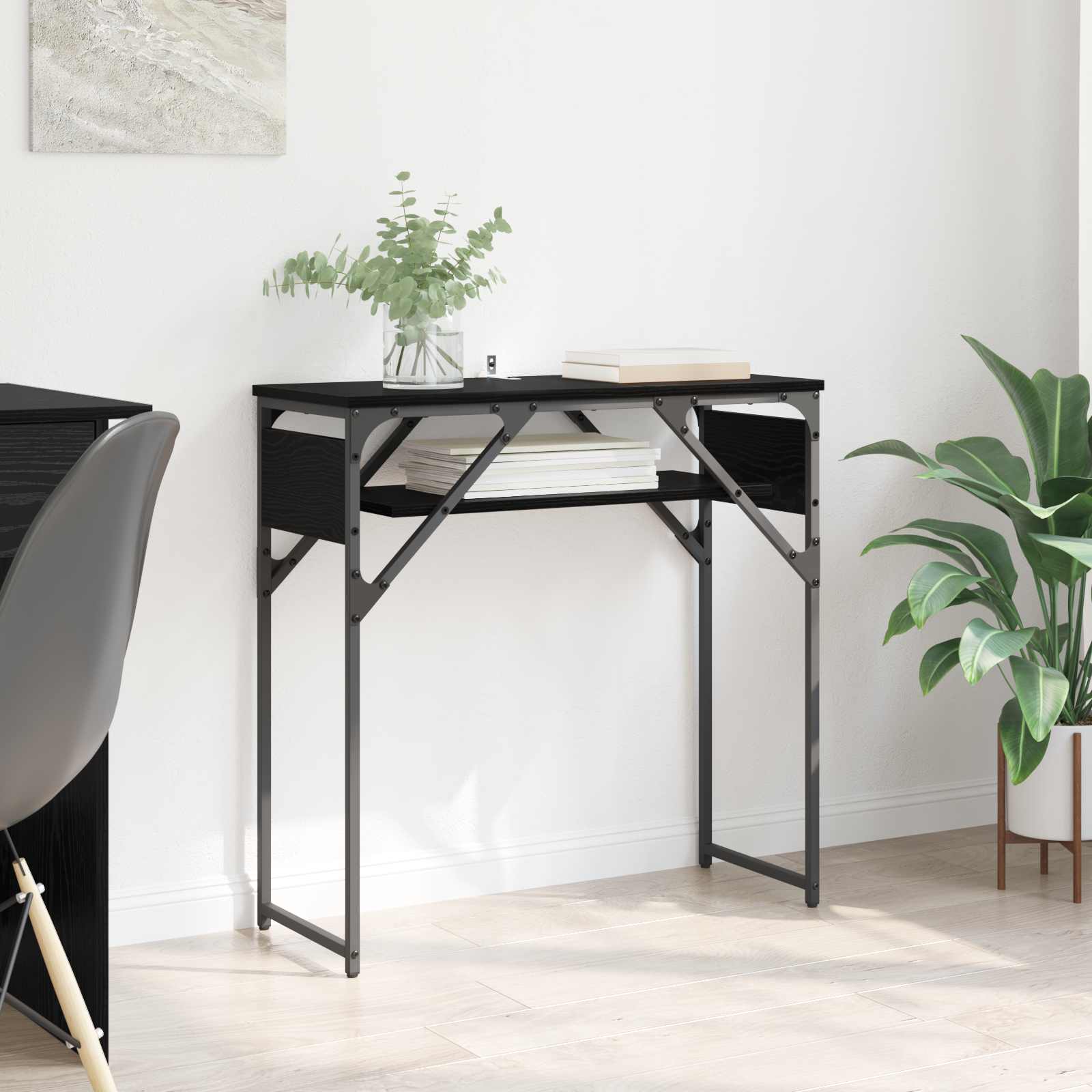 Konsolbord Svart Ek 75X30X75Cm Konstruerat Trä
