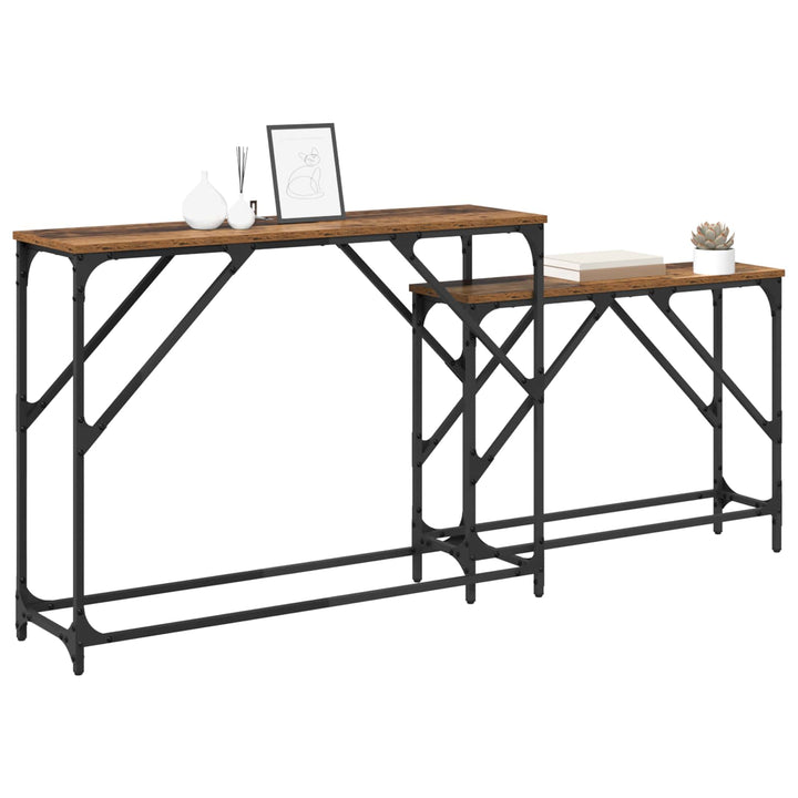 Konsolbord 2 Pcs Gammalt Trä 100 X 28 X 75 Cm Konstruerat Trä