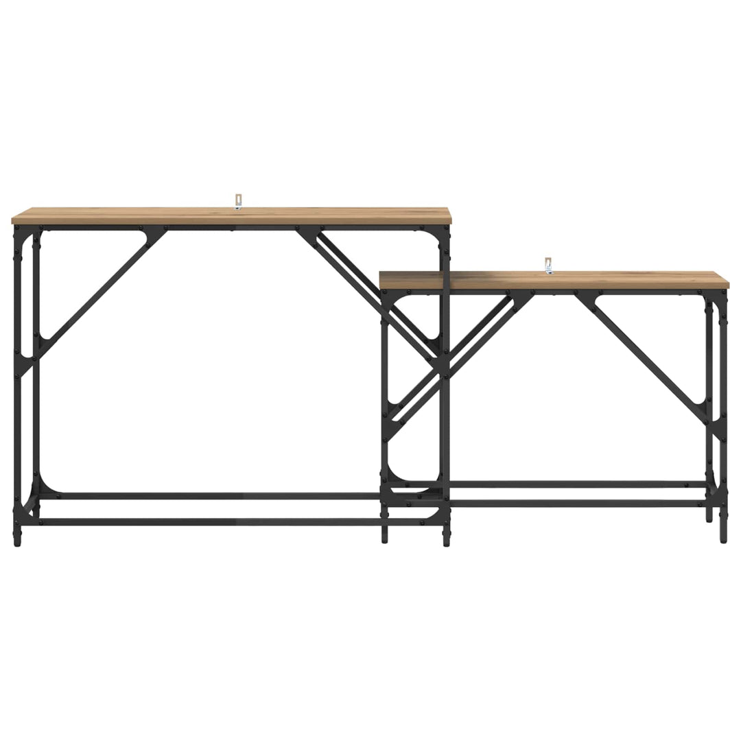 Konsolbord 2 St Artisan Ek 100 X 28 X 75 Cm Konstruerat Trä