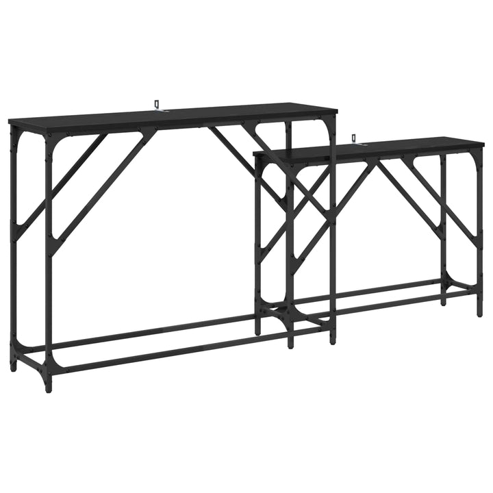 Konsolbord 2 St Svart Ek 100 X 28 X 75 Cm Konstruerat Trä