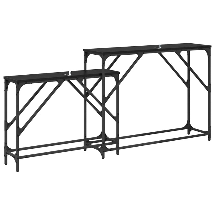 Konsolbord 2 St Svart Ek 100 X 28 X 75 Cm Konstruerat Trä
