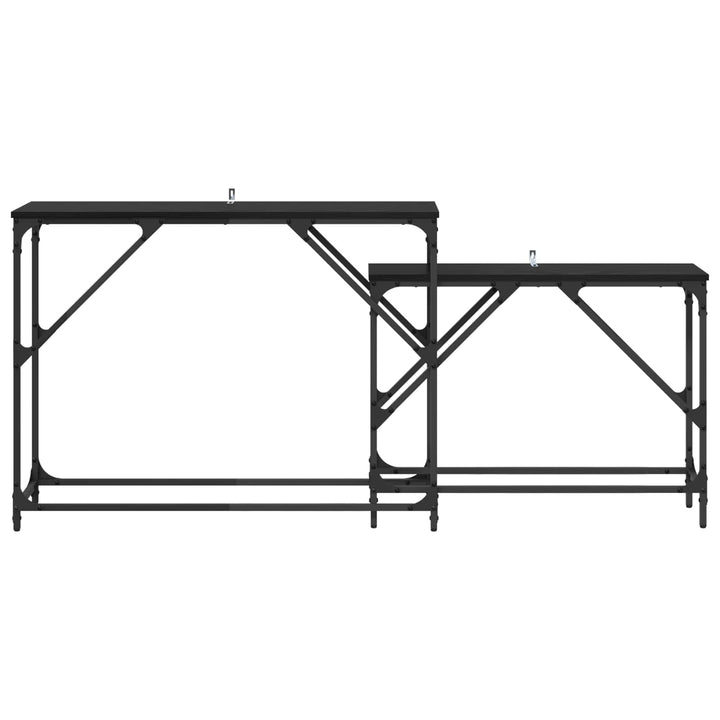 Konsolbord 2 St Svart Ek 100 X 28 X 75 Cm Konstruerat Trä