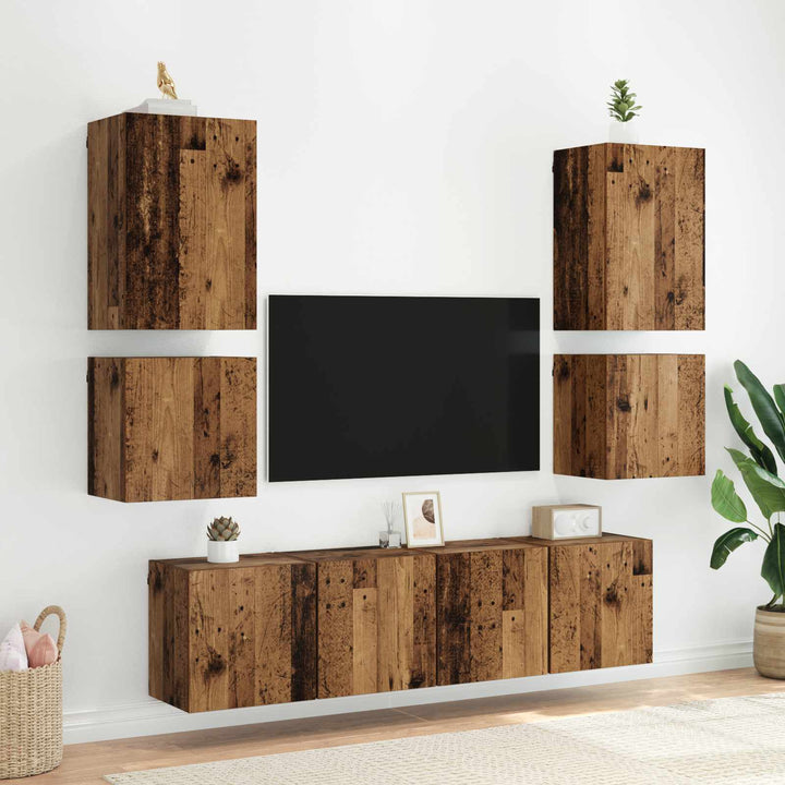 Tv Vägghylla Gammalt Trä 40,5X30X40Cm Konstruerat Trä