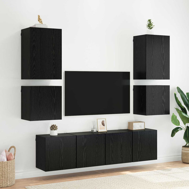 Tv Vägghylla Väggmonterad Svart Ek 40,5X30X40Cm Konstruerat Trä