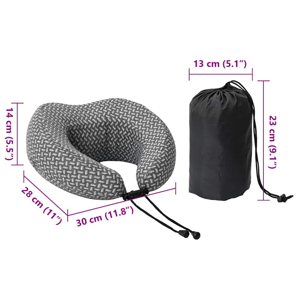 Resekudde För Nacken Enfärgad Grå 30 X 28 X 14 Cm Polyester