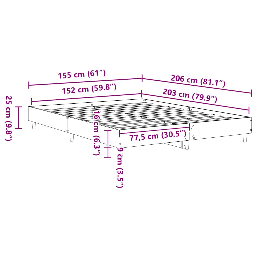 Sängram 2 Pcs Sonoma 152 X 203 Cm Konstruerat Trä