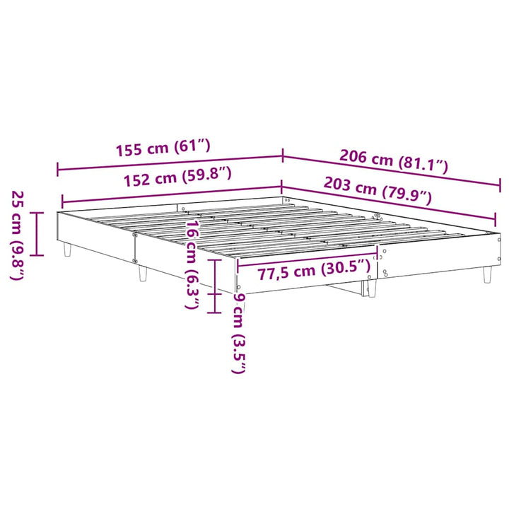 Sängram 2 Pcs Sonoma 152 X 203 Cm Konstruerat Trä
