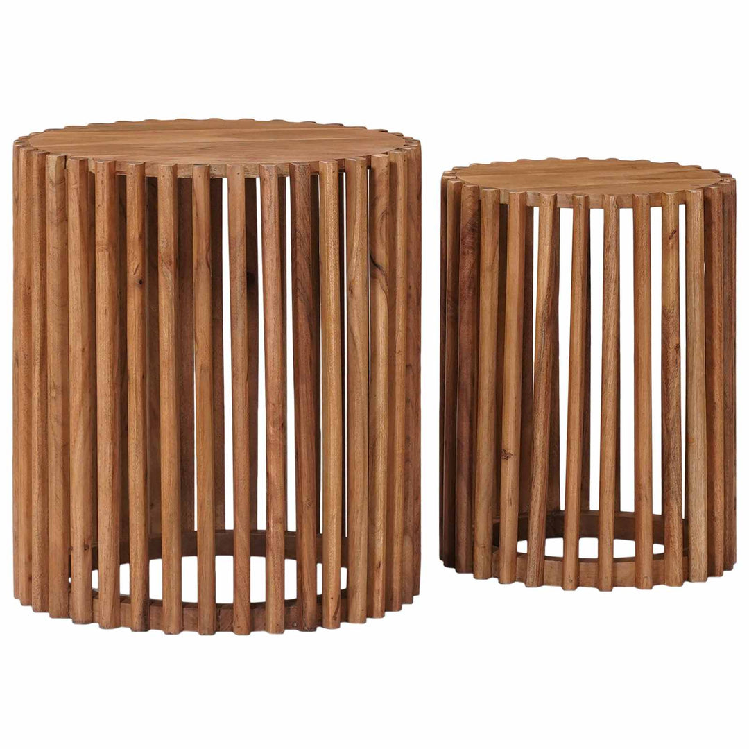 Handgjord Sidobord Sats 2 Pcs Teakbrun 40 X 40 X 45 Cm