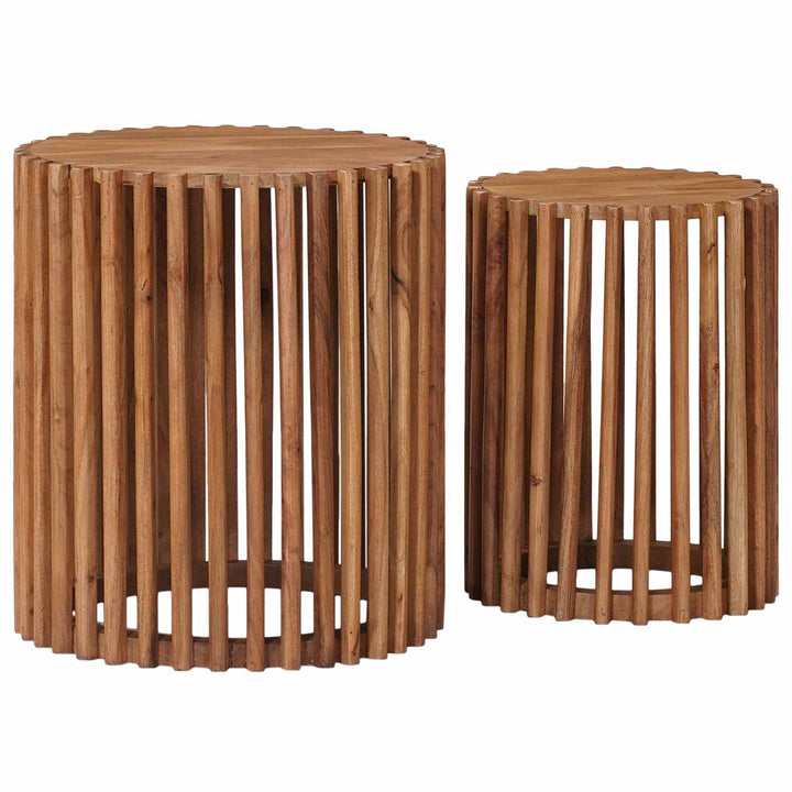 Handgjord Sidobord Sats 2 Pcs Teakbrun 40 X 40 X 45 Cm