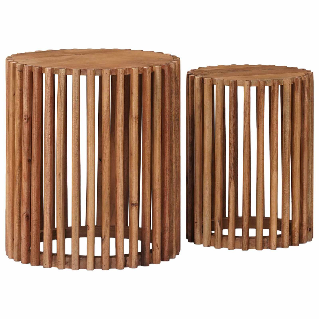 Handgjord Sidobord Sats 2 Pcs Teakbrun 40 X 40 X 45 Cm
