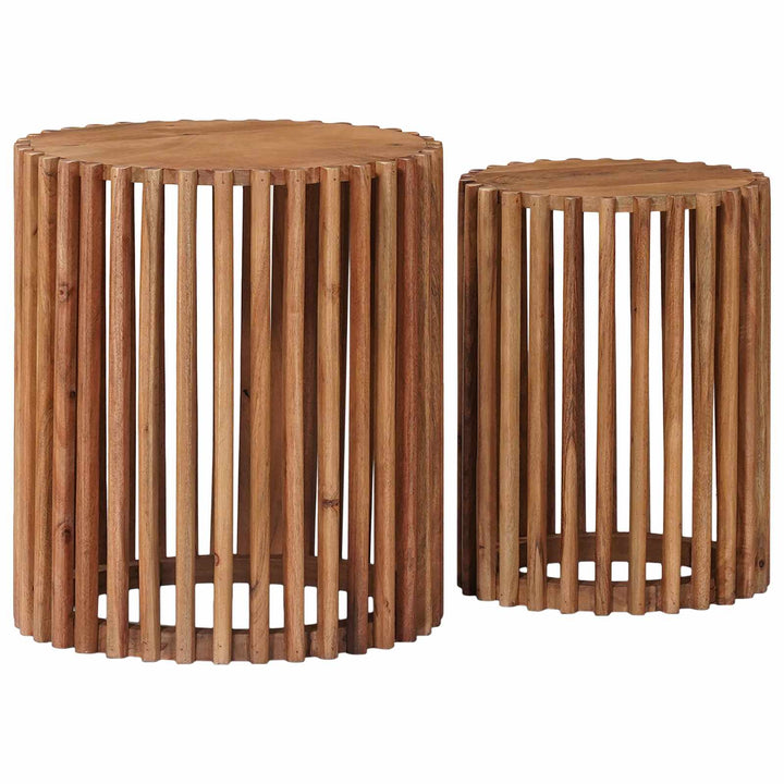 Handgjord Sidobord Sats 2 Pcs Teakbrun 40 X 40 X 45 Cm
