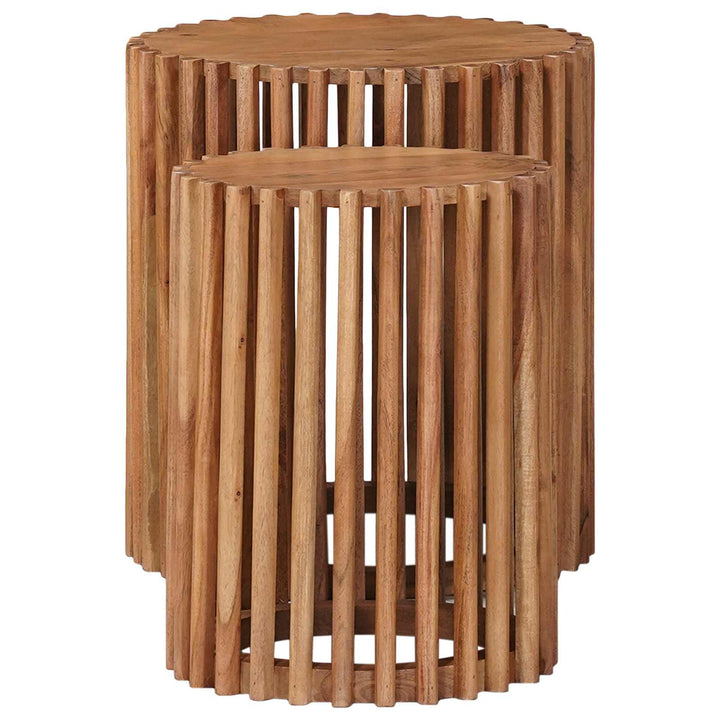 Handgjord Sidobord Sats 2 Pcs Teakbrun 40 X 40 X 45 Cm