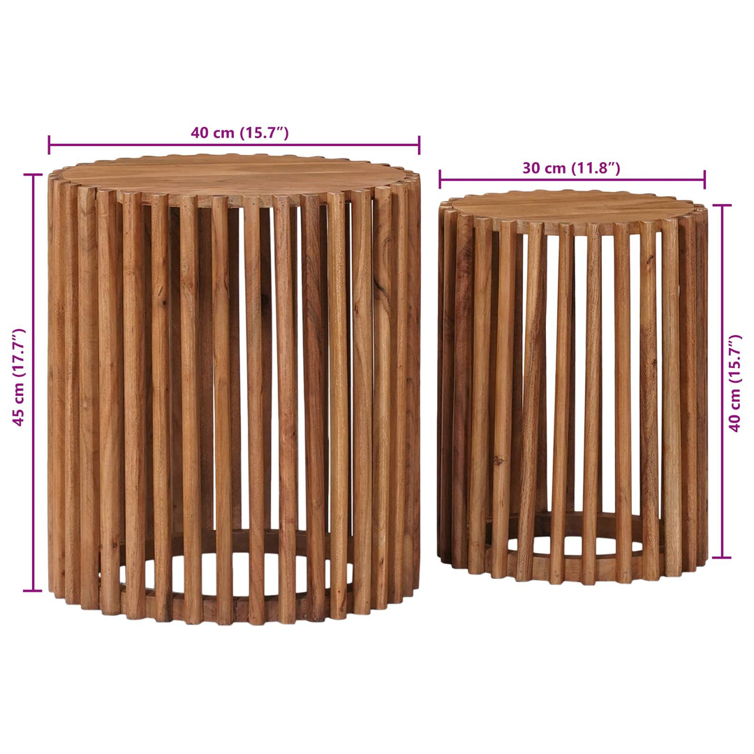 Handgjord Sidobord Sats 2 Pcs Teakbrun 40 X 40 X 45 Cm