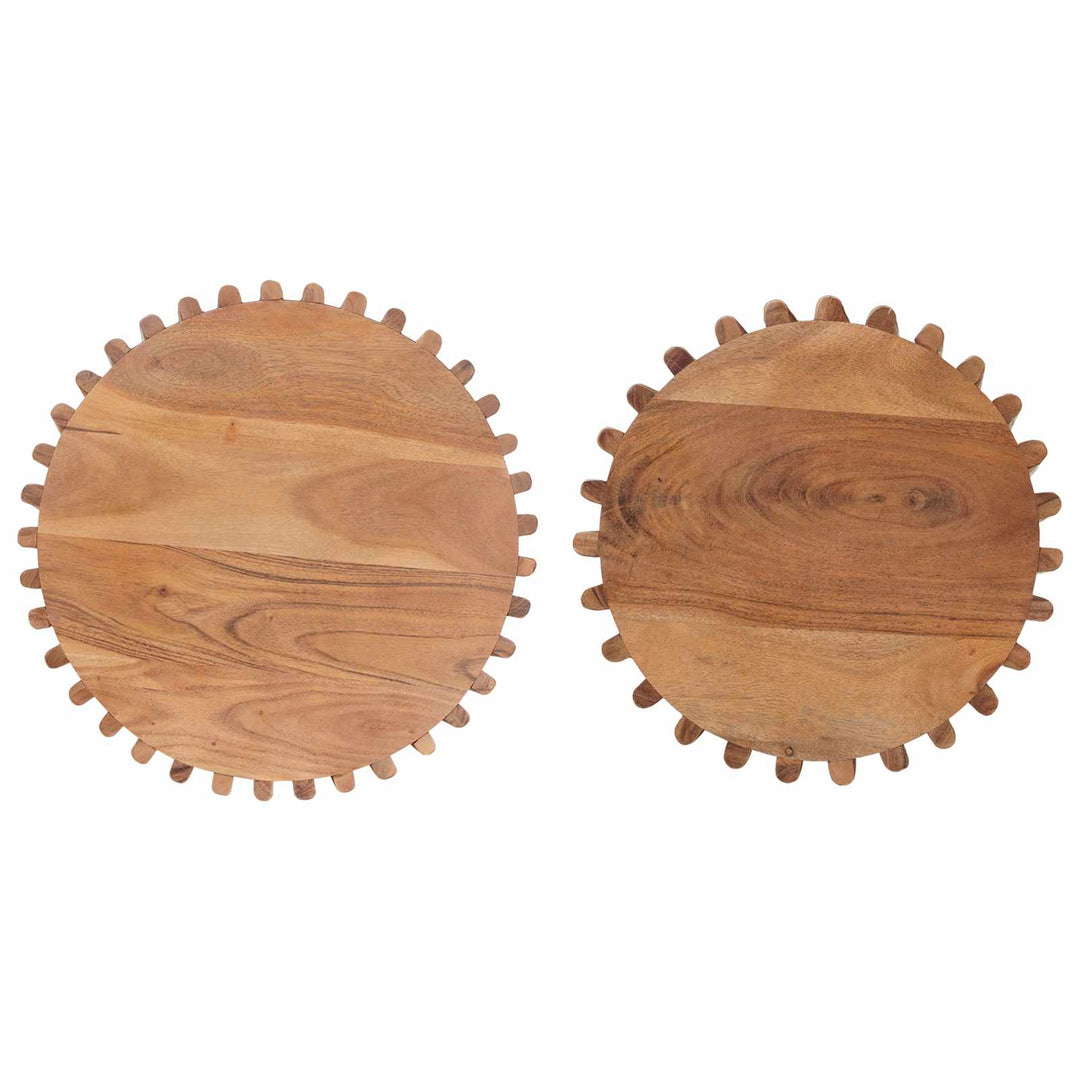 Handgjord Sidobord Sats 2 Pcs Teakbrun 40 X 40 X 45 Cm
