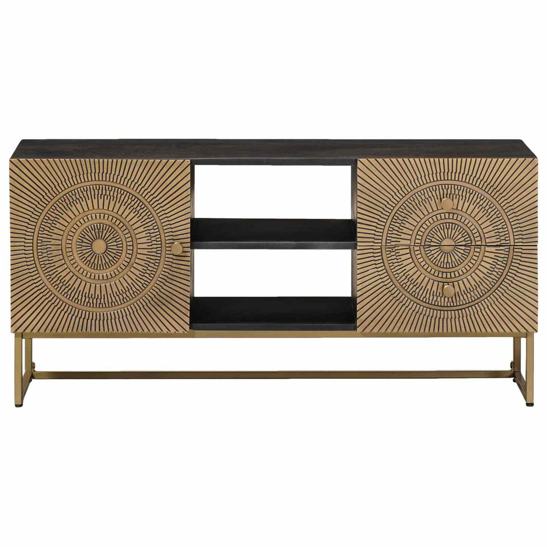 Tv-Skåp Med Låda Med Hylla Med Lagring Mässing 105 X 30 X 50 Cm
