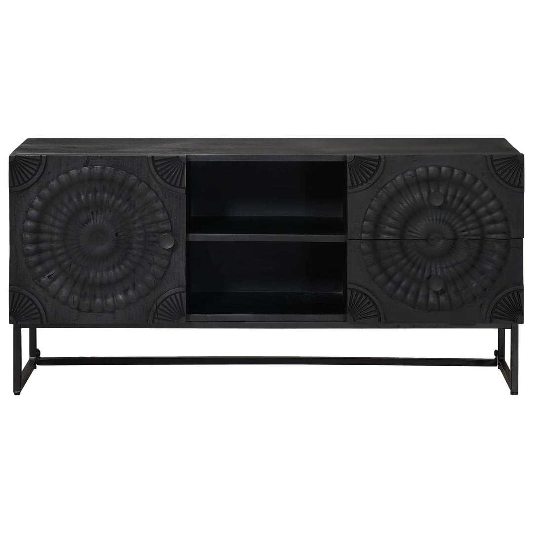 Tv-Skåp Med Låda Med Hylla Med Lagring Svart 105 X 30 X 54 Cm