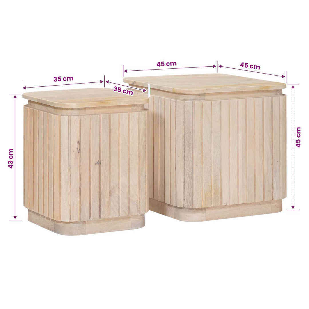 Handgjord Sidobord Sats 2 Pcs Vit 45 X 45 X 45 Cm