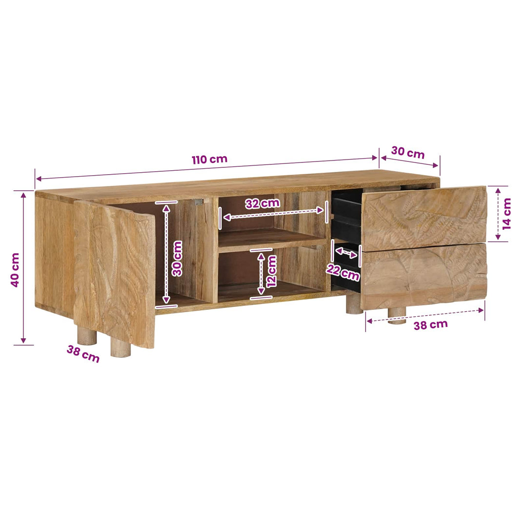 Tv-Skåp 110 X 30 X 40 Cm Massivt Mangoträ Och Konstruerat Trä