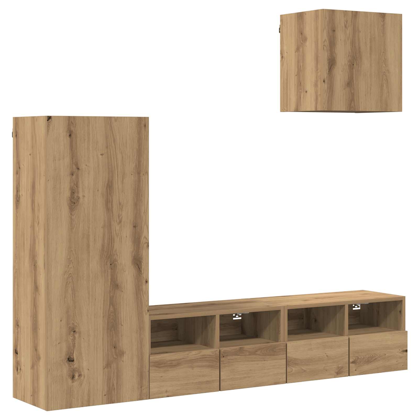 Tv Vägg Enheter 4 Pcs Artisan Ek Konstruerat Trä