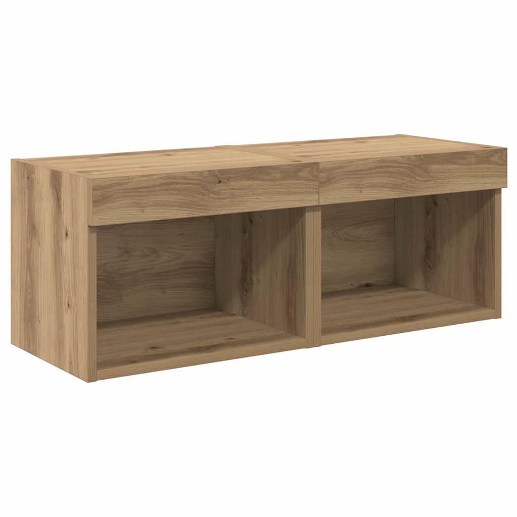 Tv Vägg Enheter 8 Pcs Artisan Ek Konstruerat Trä