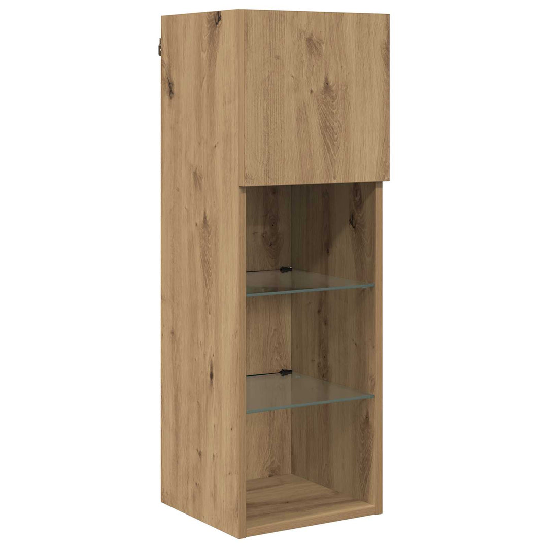 Tv-Väggmodul Med Led -Remsljus 6 Pcs Artisan Ek Konstruerat Trä