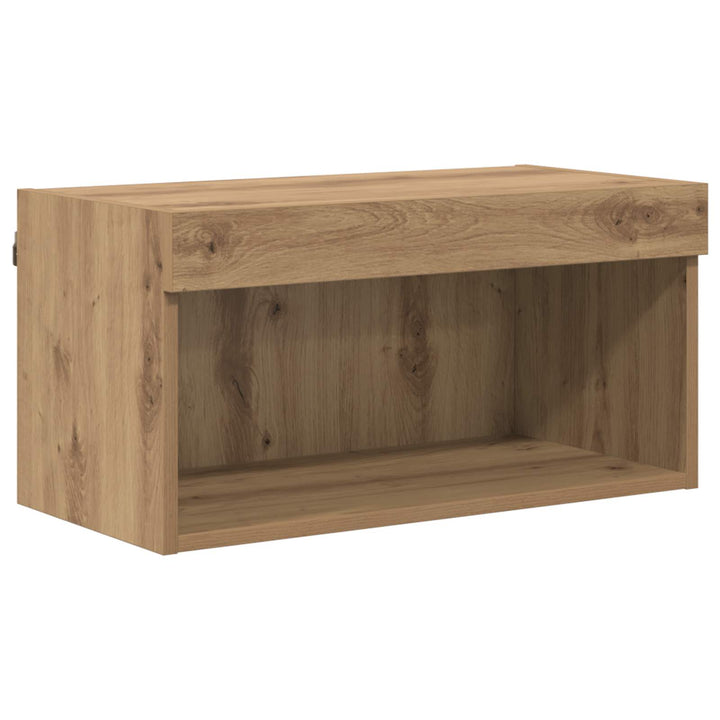 Tv-Väggmodul Med Led -Remsljus 6 Pcs Artisan Ek Konstruerat Trä