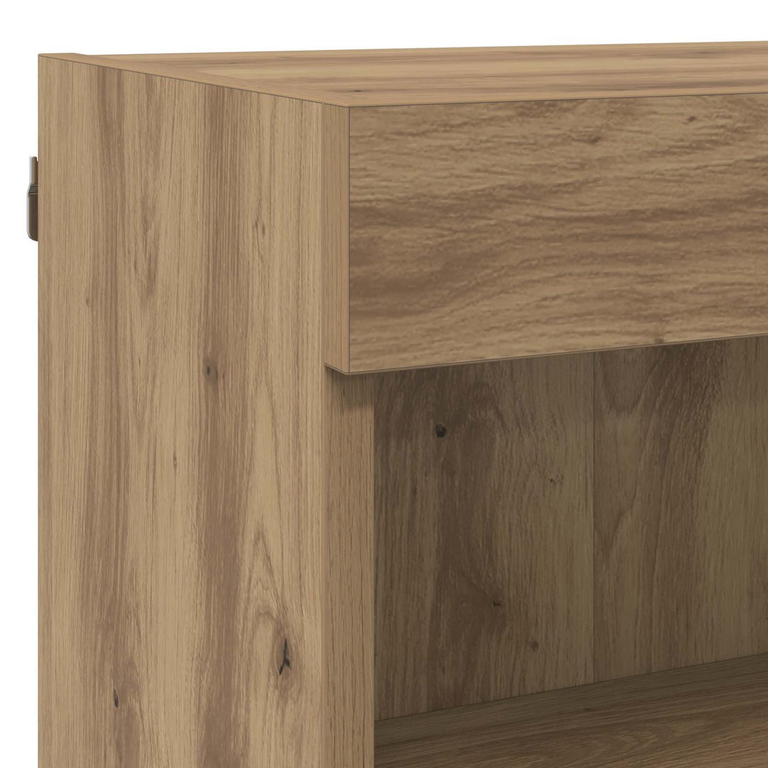 Tv-Skåp Med Led -Remsljus Med Låda 8 Pcs Artisan Ek Glas