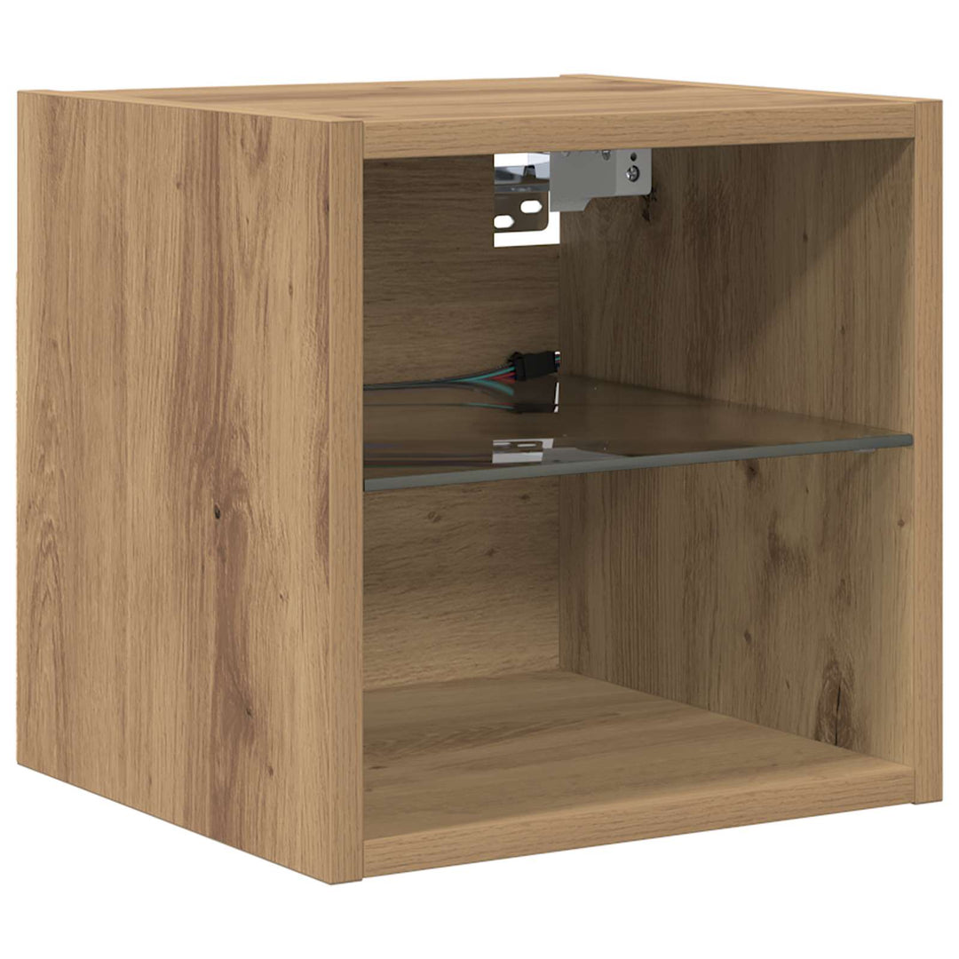 Tv-Skåp Med Led -Remsljus Med Låda 8 Pcs Artisan Ek Glas