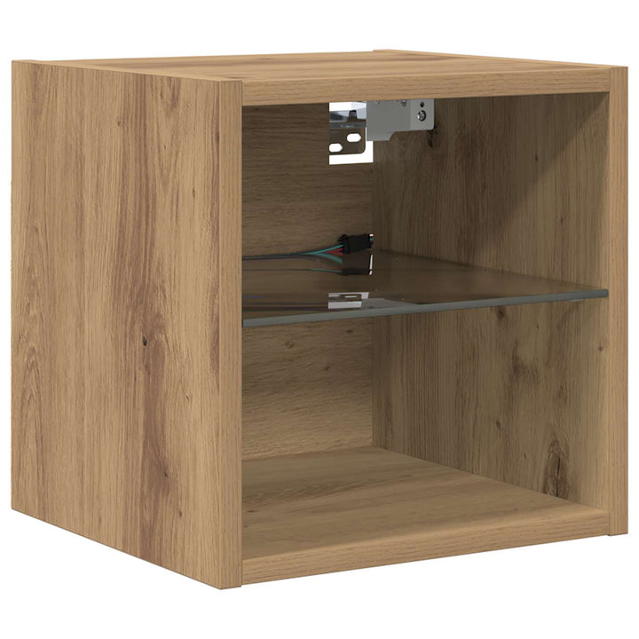 Tv-Skåp Med Led -Remsljus Med Låda 8 Pcs Artisan Ek Glas