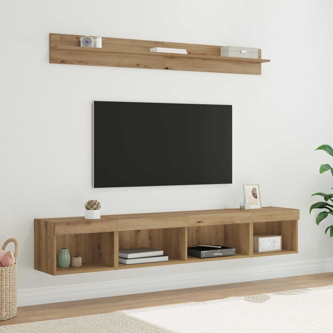 Tv Väggskåp Set Med Led 5 Pcs Artisan Ek Konstruerat Trä