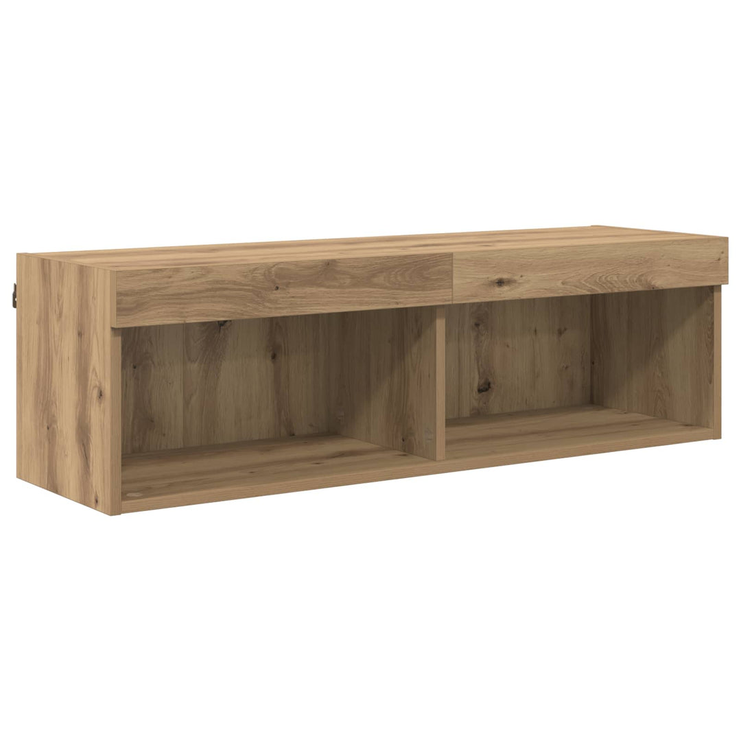 Tv Väggskåp Set Med Led 5 Pcs Artisan Ek Konstruerat Trä