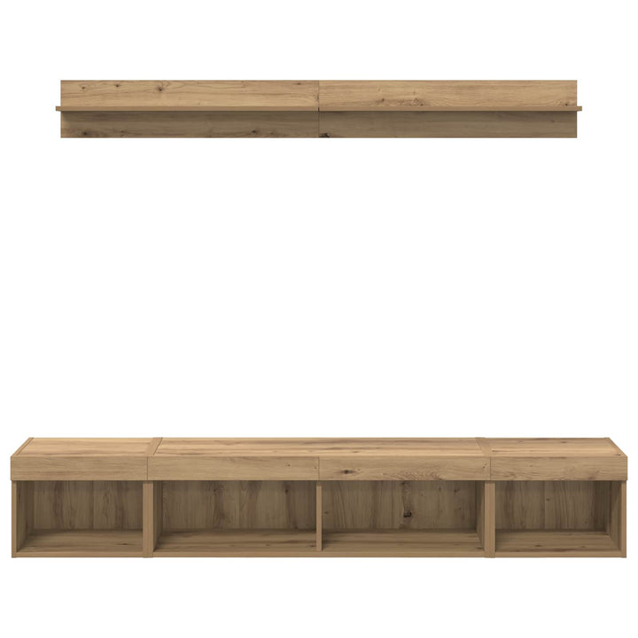 Tv Väggskåp Set Med Led 5 Pcs Artisan Ek Konstruerat Trä