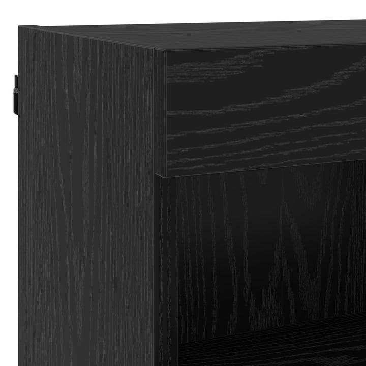 Tv Väggskåp Set Med Led 5 Pcs Svart Ek Konstruerat Trä