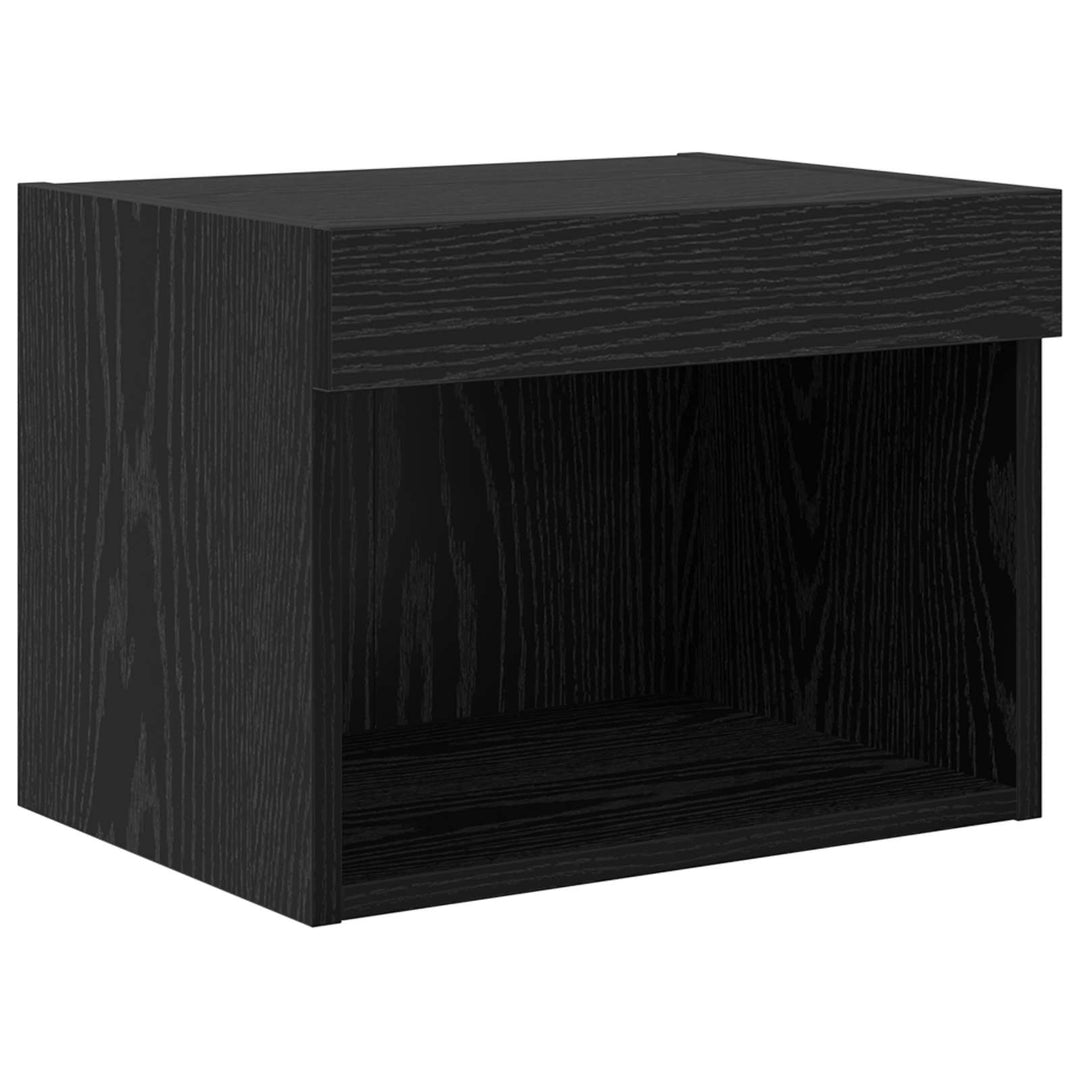 Tv Väggskåp Set Med Led 5 Pcs Svart Ek Konstruerat Trä