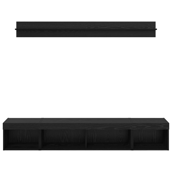 Tv Väggskåp Set Med Led 5 Pcs Svart Ek Konstruerat Trä