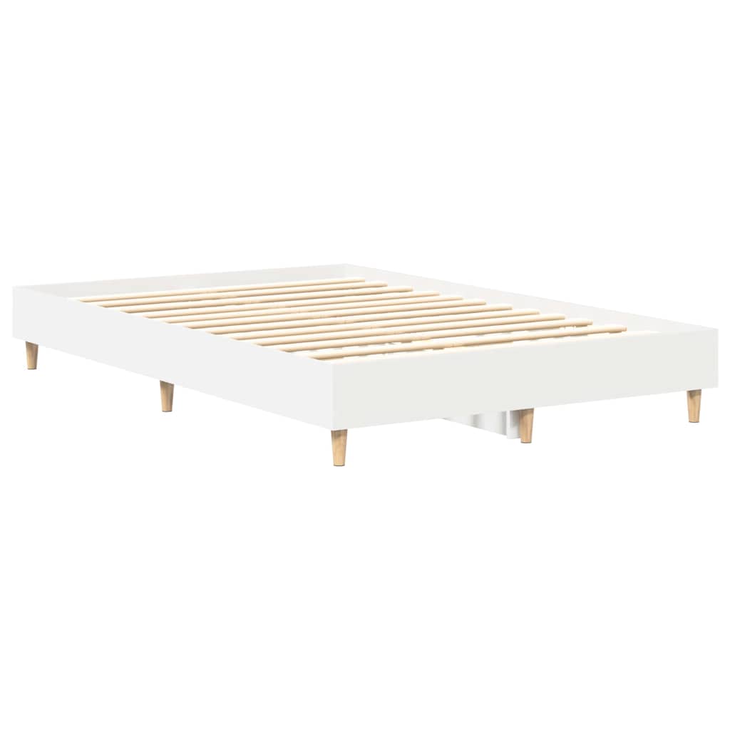 Sängram Vit 137 X 190 Cm Konstruerat Trä