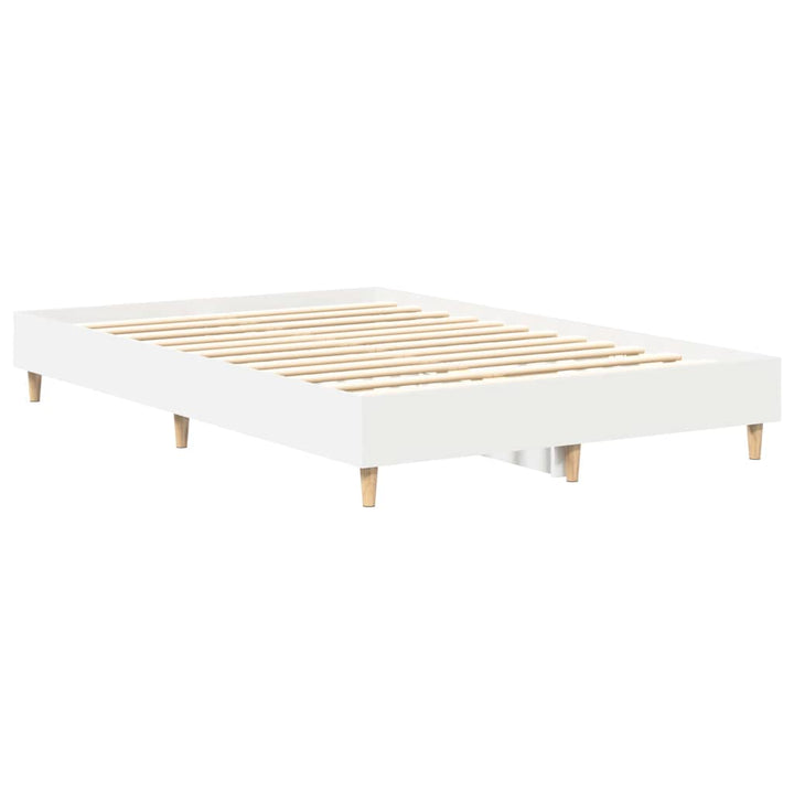 Sängram Vit 137 X 190 Cm Konstruerat Trä