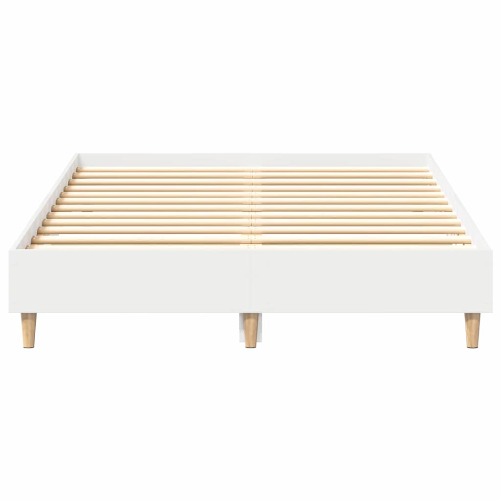 Sängram Vit 137 X 190 Cm Konstruerat Trä