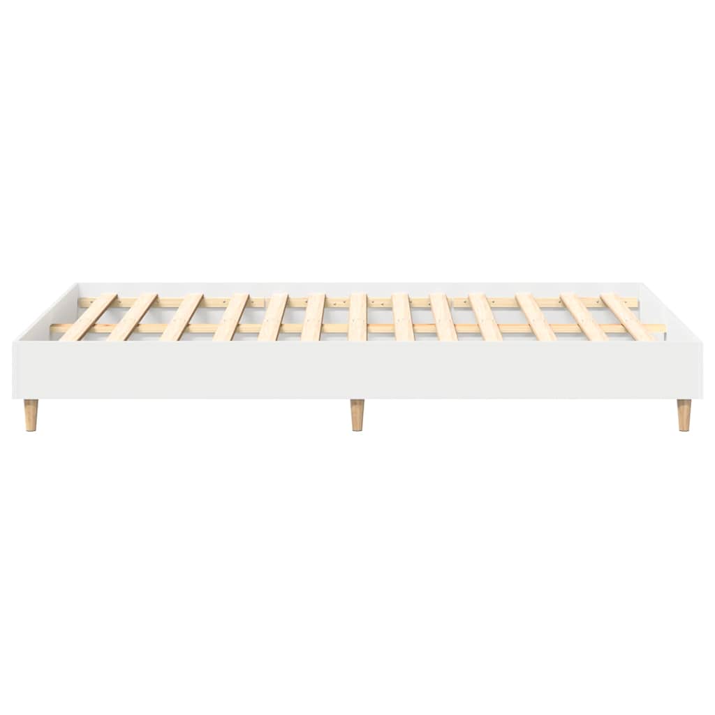 Sängram Vit 137 X 190 Cm Konstruerat Trä