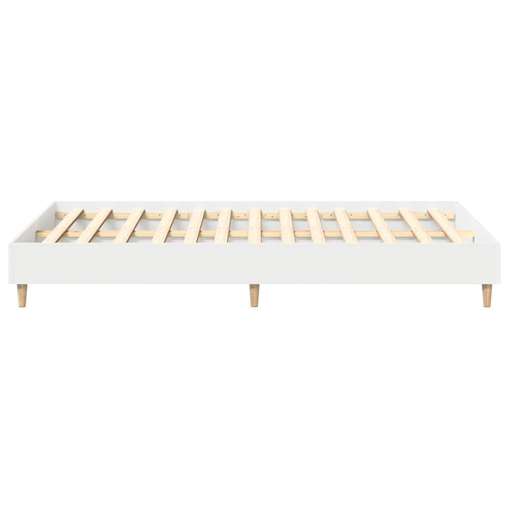 Sängram Vit 137 X 190 Cm Konstruerat Trä