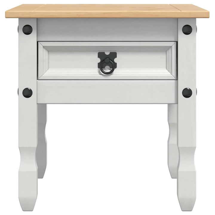 Sidobord Med Låda Corona Vit 50 X 50 X 50 Cm Massiv Furu